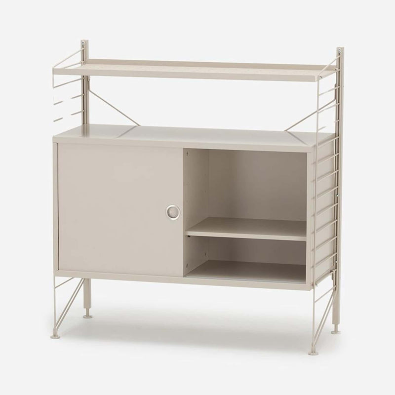 String Freestanding Shelf Cabinet, 80cm Wide, Beige/Beige
