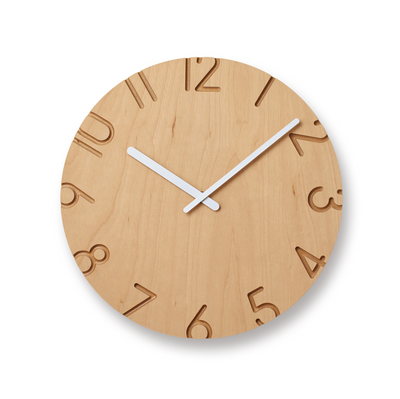 Lemnos Carved Wood Birch clock
