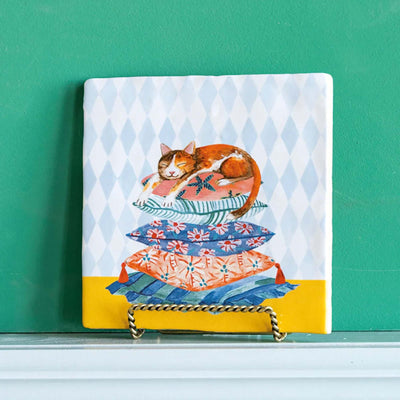 StoryTiles Sleepy Cat decorative tile (10x10cm)