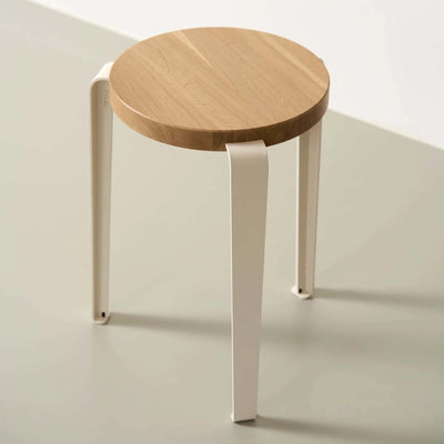 Tiptoe Lou stool, oak/cream white