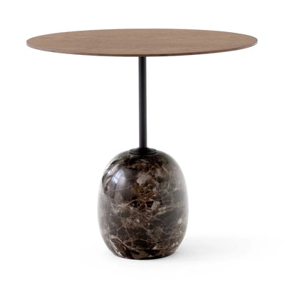 &Tradition Lato LN9 oval side table, lacquered walnut/emparador marble