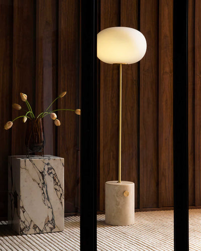 Audo JWDA Floor Lamp, Traventine/Brushed Brass