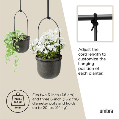Umbra Triflora Hanging Planter (Set of 5), black