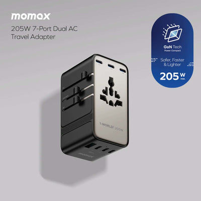 Momax 1-World²
205W 7-port dual ac travel adapter