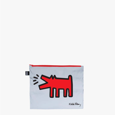 Loqi KEITH HARING Dog, Heart, Love Reflective Zip Pockets