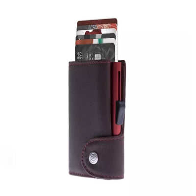 C-Secure RFID Blocking Card-Wallet, auburn Italian leather