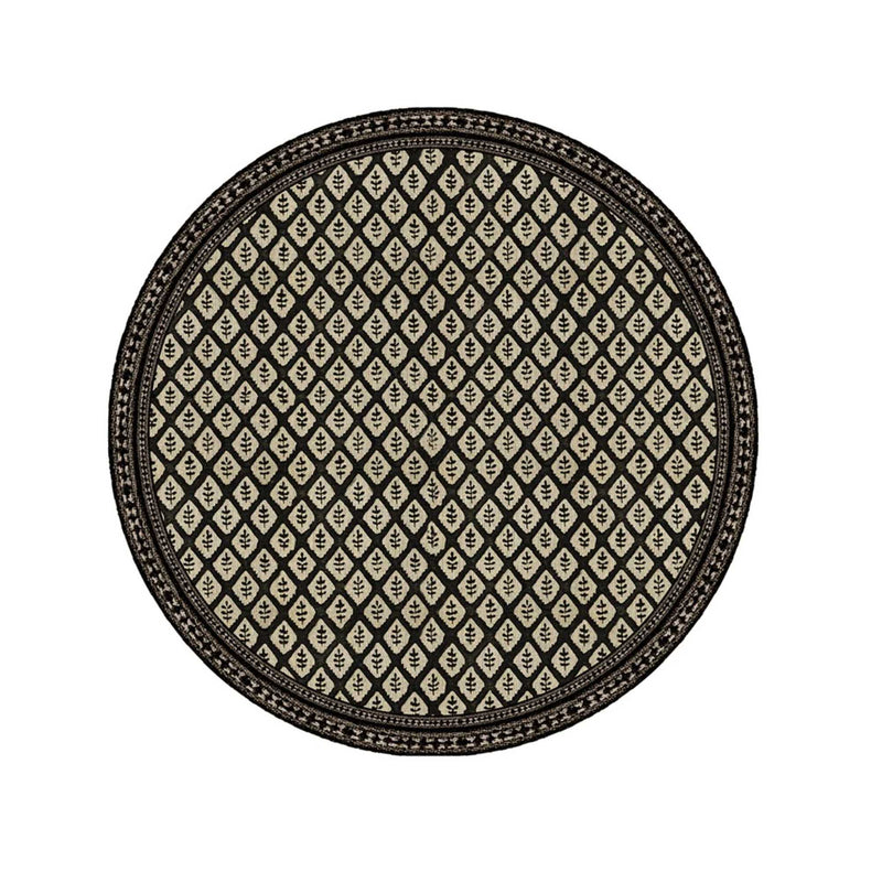 Beija Flor Jaipur Black Round Vinyl Placemat