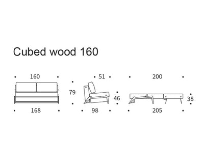 Innovation Living Cubed 160 Wood sofa bed, 525 mixed dance light blue