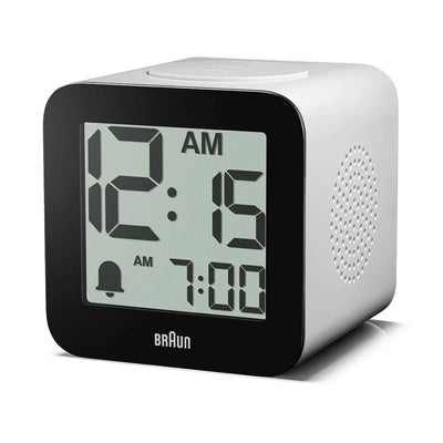 Braun BC25 time speaking digital alarm clock, white