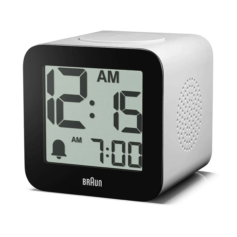 Braun BC25 time speaking digital alarm clock, white