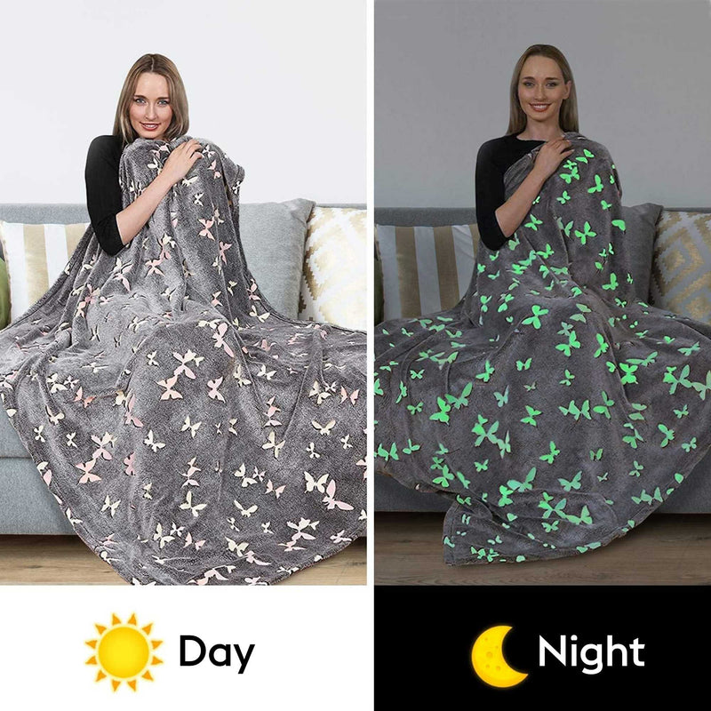Kanguru Plaid Cuddly blanket, butterflies glow in the dark