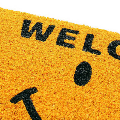 Semi-circular Smiling welcome mat, yellow