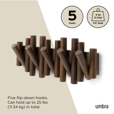 Umbra Picket wall hook, aged walnut