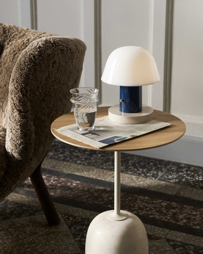&tradition Lato LN8 side table LN8 (Ø40xH50cm), lacquered oak/cream marble