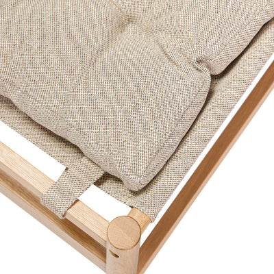 Hubsch Heritage armchair with footstool, natural/beige