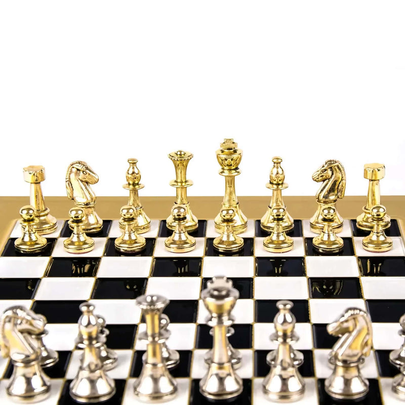 Manopoulos Classic Metal Staunton Chess, gold/silver
