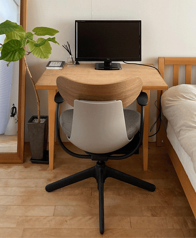 Kokuyo Inglife Office Chair Dark Plywood Back with Arm, grey