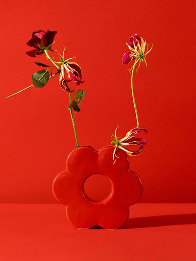 DOIY Daisy vase, red