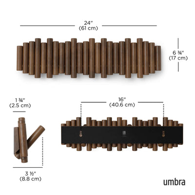 Umbra Picket 8 wall hook, aged walnut