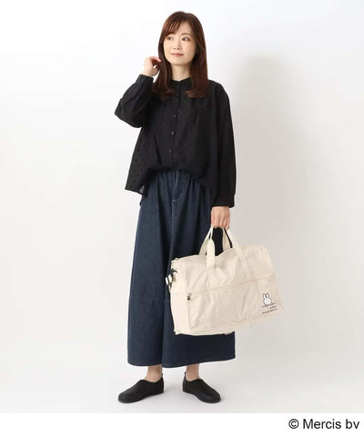 Miffy x Hapitas foldable duffle bag M, ivory face