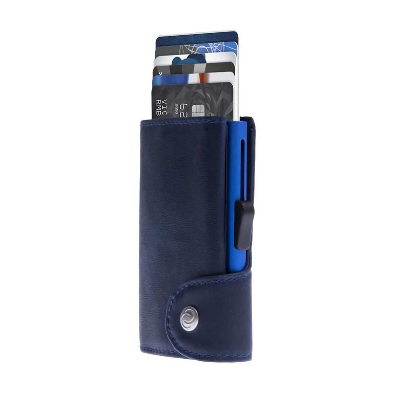 C-Secure RFID Blocking Card-Wallet, indigo Italian leather