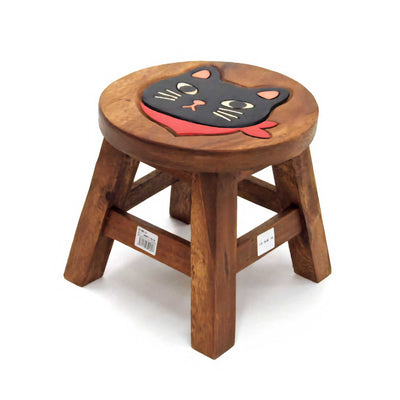 Acacia Wood mini stool, black neko