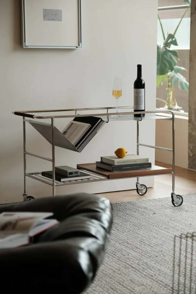 &Tradition NDS1 Alima trolley, chrome/walnut