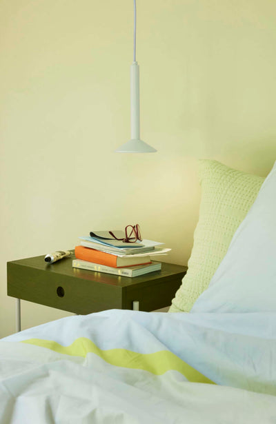 Hubsch Noir bedside table, green/off white