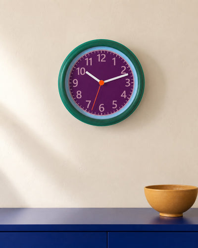 Sowden wall clock, purple/green