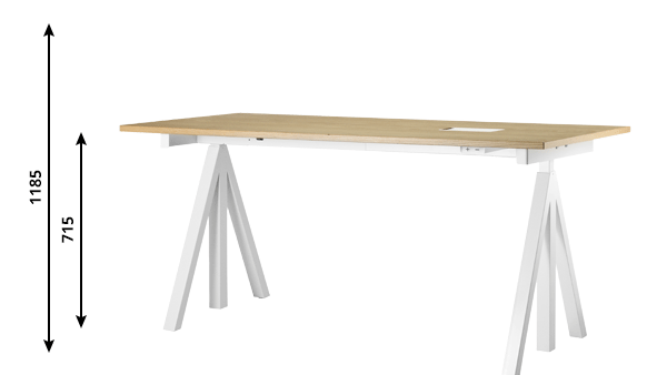 STRING WORKS Height-adjustable Work Desk (W180xD90) , Ash/White