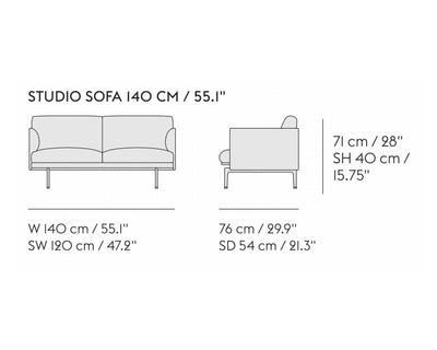 Muuto Outline Studio Sofa, Remix123/PolishedAluminum w140xd76xh71cm