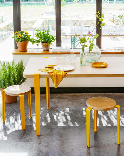 Tiptoe Lou stool, brioche yellow/oak