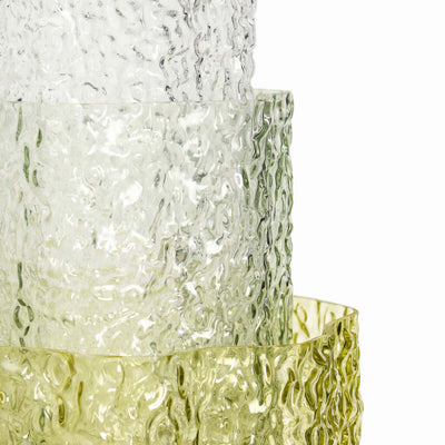 Hubsch Triple vases set-of-3, green/clear