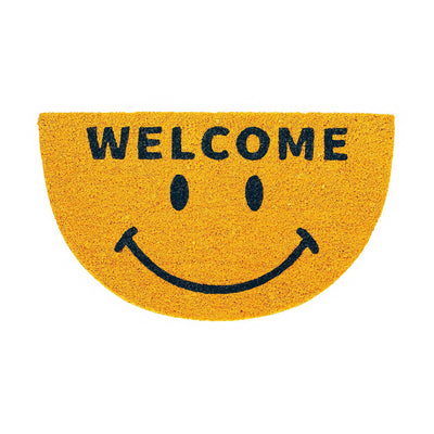 Semi-circular Smiling welcome mat, yellow