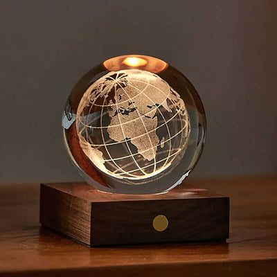 Gingko Amber crystal light, world globe