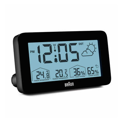 Braun Radio Controlled Digital Weather Station clock, black