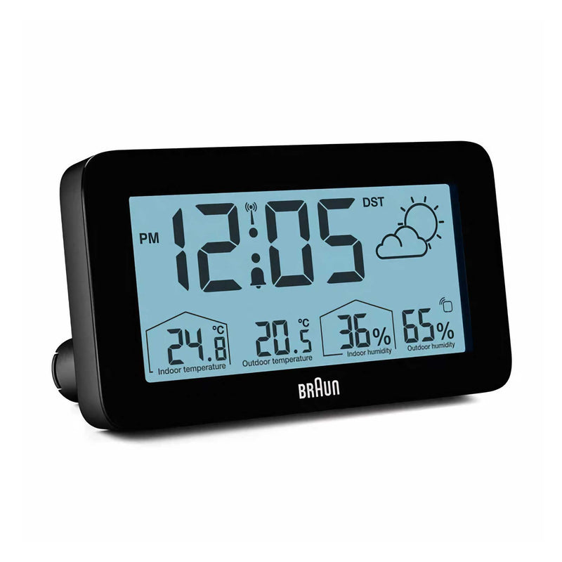Braun Radio Controlled Digital Weather Station clock, black