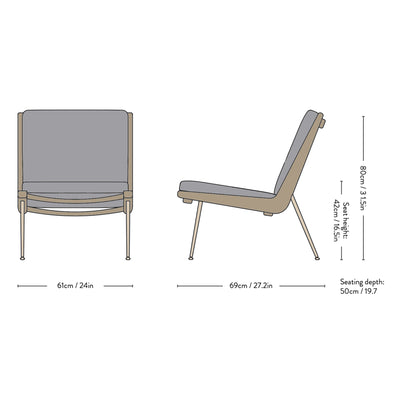 &Tradition HM1 Boomerang Lounge Chair, Hallingdal 130/Oiled Oak/Brass