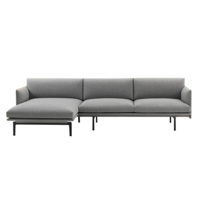 Muuto Outline Sofa chaise longue left, Black Base w263xd142xh71cm