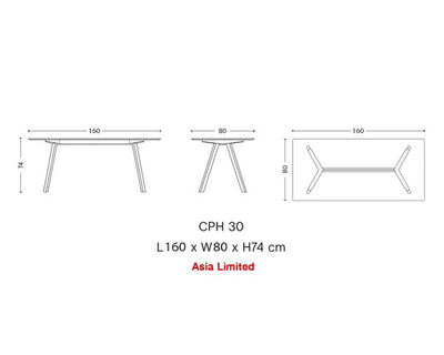 HAY CPH30 table, grey/lacquered oak (160x80 cm)