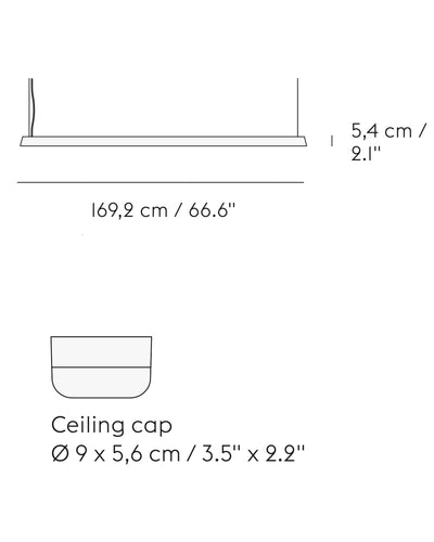 Muuto Linear pendant lamp, grey (169.2 cm)