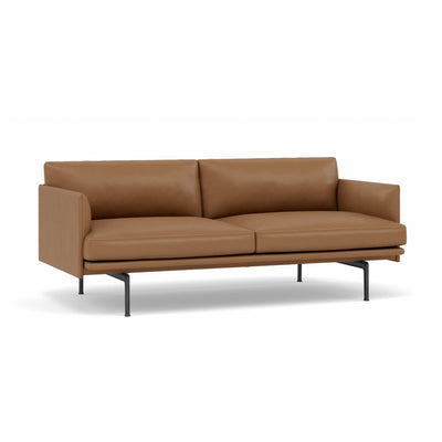 Muuto Outline 2-Seater sofa, cognac leather/black