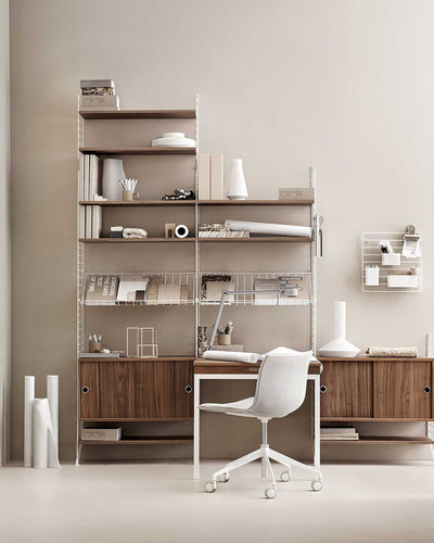 String Folding Table, walnut/white