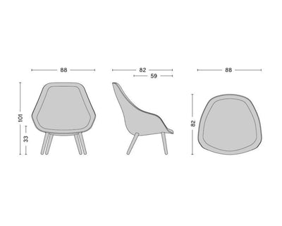Hay AAL 92 About A Lounge chair with seat cushion, remix 123/soaped oak