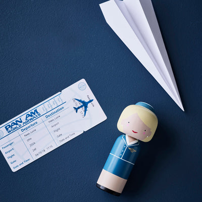 Lucie Kaas kokeshi doll 15cm, pan am