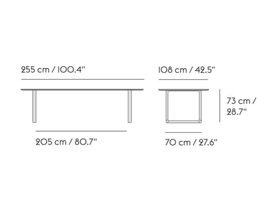 Muuto 70/70 table 255x108, black linoleum/plywood/black