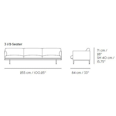 Muuto Outline Sofa 3 1/2-Seater, Fiord151/Black w255xd84xh71cm