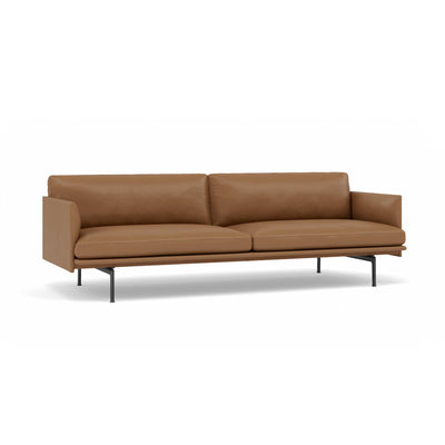 Muuto Outline 3-Seater sofa, cognac leather/black