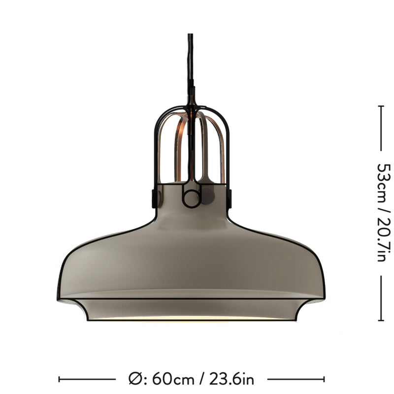 &Tradition SC8 Copenhagen pendant light, stone grey - bronze brass suspension
