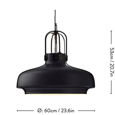 &Tradition SC8 Copenhagen pendant light, matt black - silver suspension
